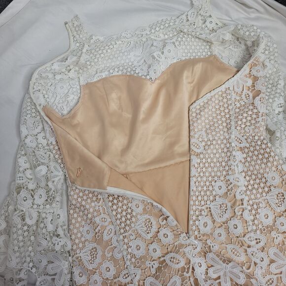 FREE PEOPLE dress‎ La Spezia white floral crochet lace bridal M - Picture 7 of 15